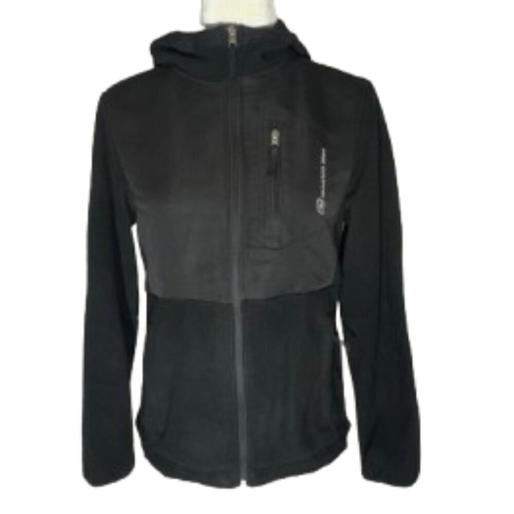 Authentic Lifestyle FREE COUNTRY Black Hooded Fleece Coat Women's Small